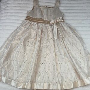 LOVE Champagne Gold & White Sparkle Size 8 Satin Ribbon Diamond Crystals And Bow